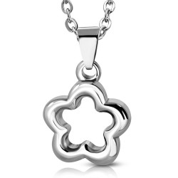 Pendentif homme acier inoxydable en forme de fleur et 1 chaine