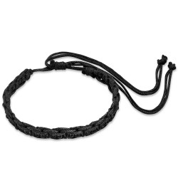 Bracelet homme cuir noir réglable lanières fashion de 15cm à 25cm