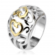 Bague chevalière femme acier en forme bouquet de coeurs spirale