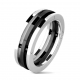 Bague trio anneaux homme acier inox et plaque noir design original