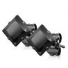 Pair of men's and women's earrings steel square diamond all black