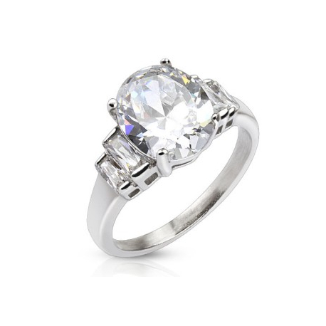 Bague anneau solitaire femme acier inoxydable pierres zirconium en aile