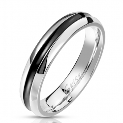 Bague anneau homme femme couple acier bande creuse plaqué noire 4mm