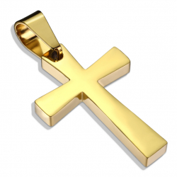 Pendentif homme acier doré croix latine à personnaliser et chaine