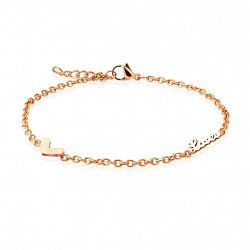 Bracelet chaine de cheville réglable femme acier cuivré charms coeur