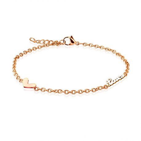 Bracelet chaine de cheville réglable femme acier cuivré charms coeur