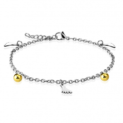 Bracelet chaine de cheville réglable femme acier charms pieds