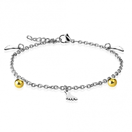 Bracelet chaine de cheville réglable femme acier charms pieds