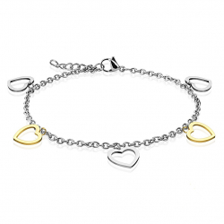 Bracelet chaine de cheville réglable femme acier charms coeur