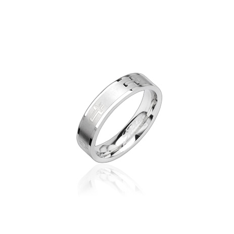 Bague anneau femme acier inoxydable gravure bandeau croix latine