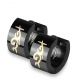 Pair of men's ado steel earrings with black tribal gold plated effect