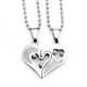 Pendentifs coeur se séparant en 2 homme femme acier et 2 chaines