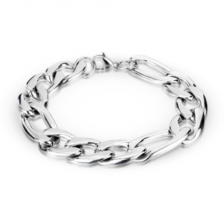 Bracelet gourmette pour homme en acier inoxydable maille figaro 8mm