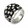 Bague chevalière homme acier pierre onyx noire fleur de lys gothique