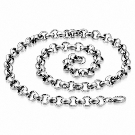 Chaine collier femme homme acier maille rolo pour pendentif 3mm 45cm