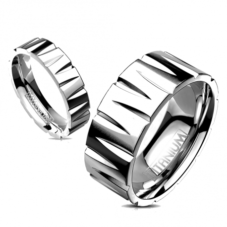 Bague de fiançailles pour couple femme homme en titane striée pas cher