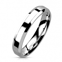 Bague alliance de mariage femme homme acier inoxydable miroir 4mm