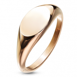 Bague chevalière pour femme acier couleur cuivre plateau ovale à graver