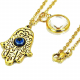 Parure femme chaine fine et pendentif Oeil Hamsa Main de Fatma acier doré or