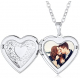 Pendentif femme acier coeur médaillon porte photo saint valentin et chaine fine