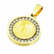 Pendentif femme acier doré or médaillon rond allah arabe