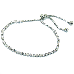 Chaine de cheville bracelet réglable femme acier cristaux fermoir glissant