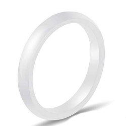 Bague alliance mariage anneau femme demi-jonc en céramique blanche 3mm