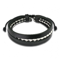 BRACELET GOURMETTE POUR HOMME EN VERITABLE CUIR ET FERMOIR ACIER 316L PROMO NEUF