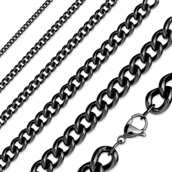 Chaine collier pour homme en acier noir maillons cubains 58cm