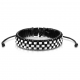 Bracelet réglable homme cuir couleur damier blanc et noir foot rugby