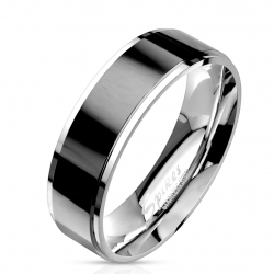 Bague anneau homme acier inoxydable large bande plaqué noire