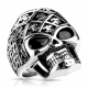 Bague homme acier inoxydable tête de mort croix fleur de lys biker