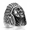 Bague chevalière homme acier tête de mort chef indien apache biker