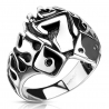 Ring signet ring man steel number good luck poker flame