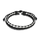 Adjustable braided leather bracelet for men and women, black and white soccer color