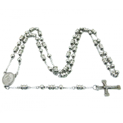 Chapelet catholique homme acier boule pendentif croix crucifix médaillon vierge marie