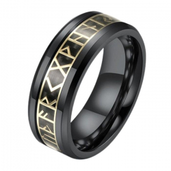 Bague anneau homme en titane avec duo de tresses de couleur noires