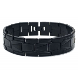 Bracelet gourmette homme acier inoxydable couleur toute noir 21cm