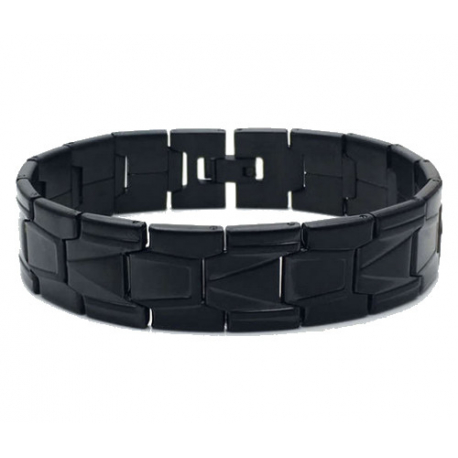 Bracelet gourmette homme acier inoxydable couleur toute noir 21cm