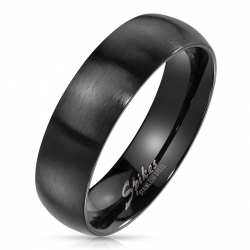 Bague anneau homme femme acier couleur plaqué toute noire brossée