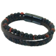 Bracelet homme multi rangs cuir marron et pierre naturelle oeil de tigre