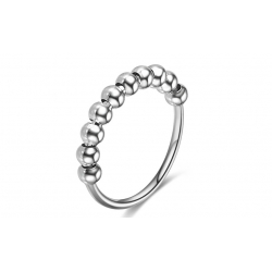 Bague anneau fidget femme acier inoxydable perles tournantes anti-stress