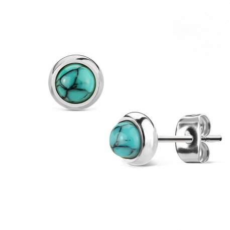 PAIRE BOUCLES D'OREILLES POUR HOMME ADO TIGE FERMOIR ACIER RONDE ZIRCON DIAMS SWAROVSKI BLANC 5mm NEUF