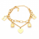 Bracelet femme acier doré or fin double chaine coeur charms coeur cadenas