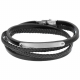 Men's genuine leather and steel bracelet with black multiranks plate to personalize