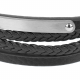 Herrenarmband aus echtem Leder und Stahl mehrreihige schwarze Platte zu personalisieren