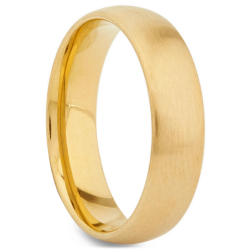 Anneau de Fiançailles en Acier Inoxydable Doré Or Fin Bague Brossée Femme Homme Largeur 6mm