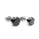 PAIRE BOUCLES D'OREILLES HOMME FEMME ADO ACIER & PIERRE NOIR RONDE