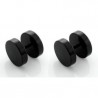 Pair of men's ado steel chip black stud earrings 8mm