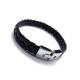 Men's braided leather bracelet with trendy stainless steel clasp